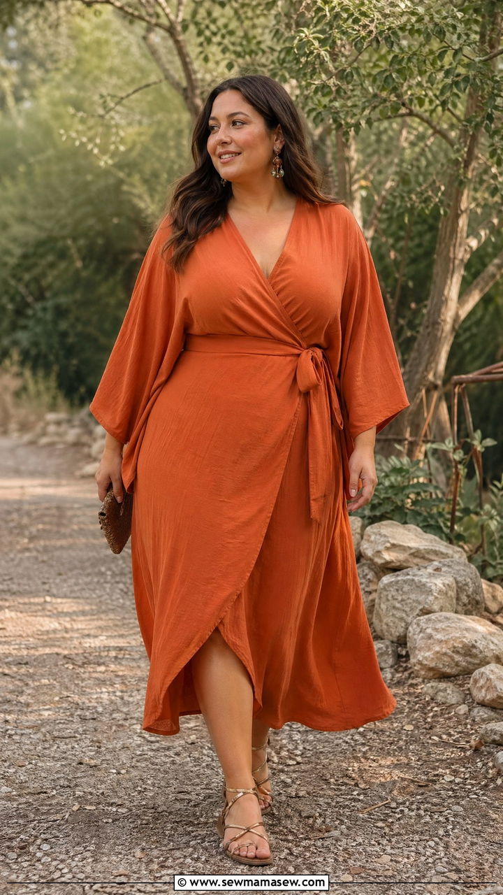 Plus Size Kimono Sleeve Wedding Guest Dress - 35 Wedding guest outfits for plus size