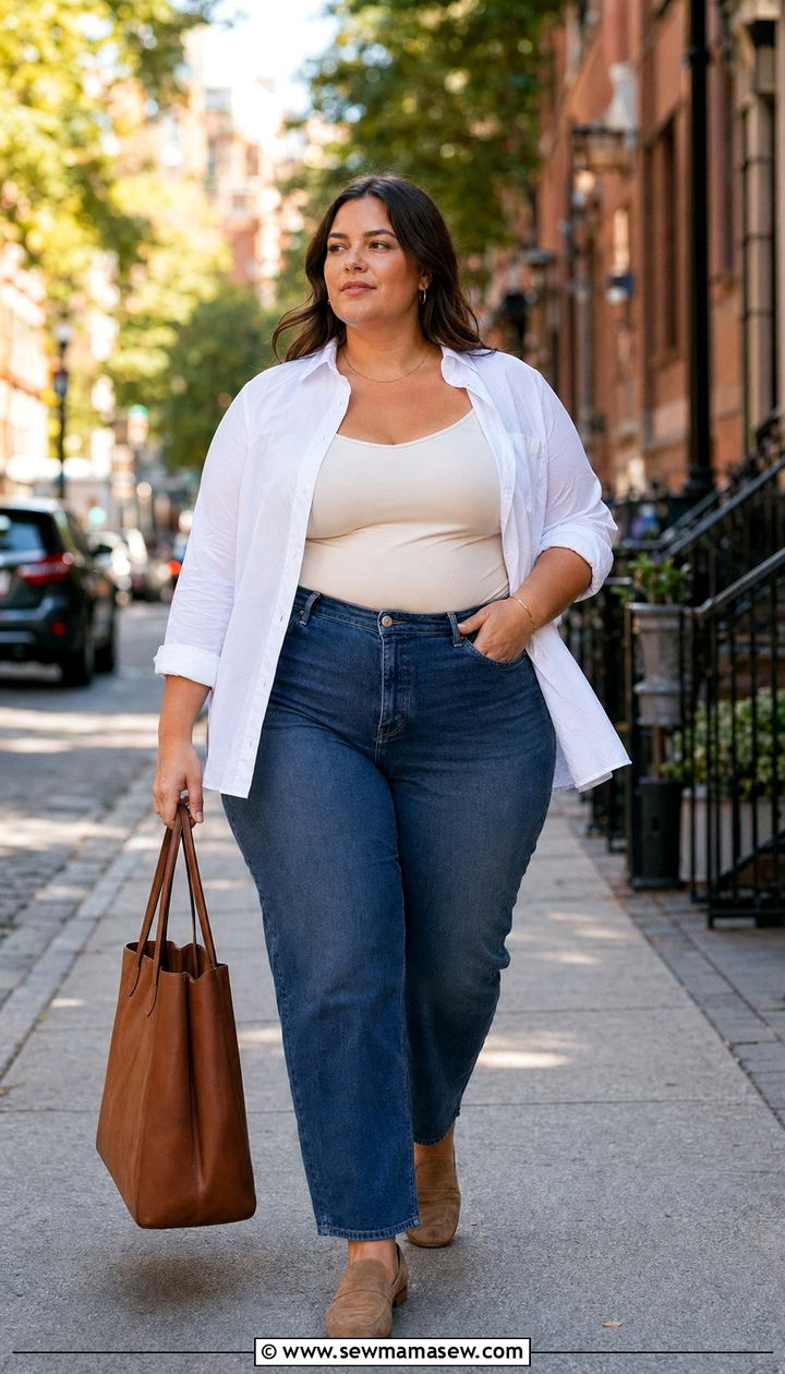 Plus Size Layered Button Down Shirt Outfit - 35 Plus size outfit ideas size 20
