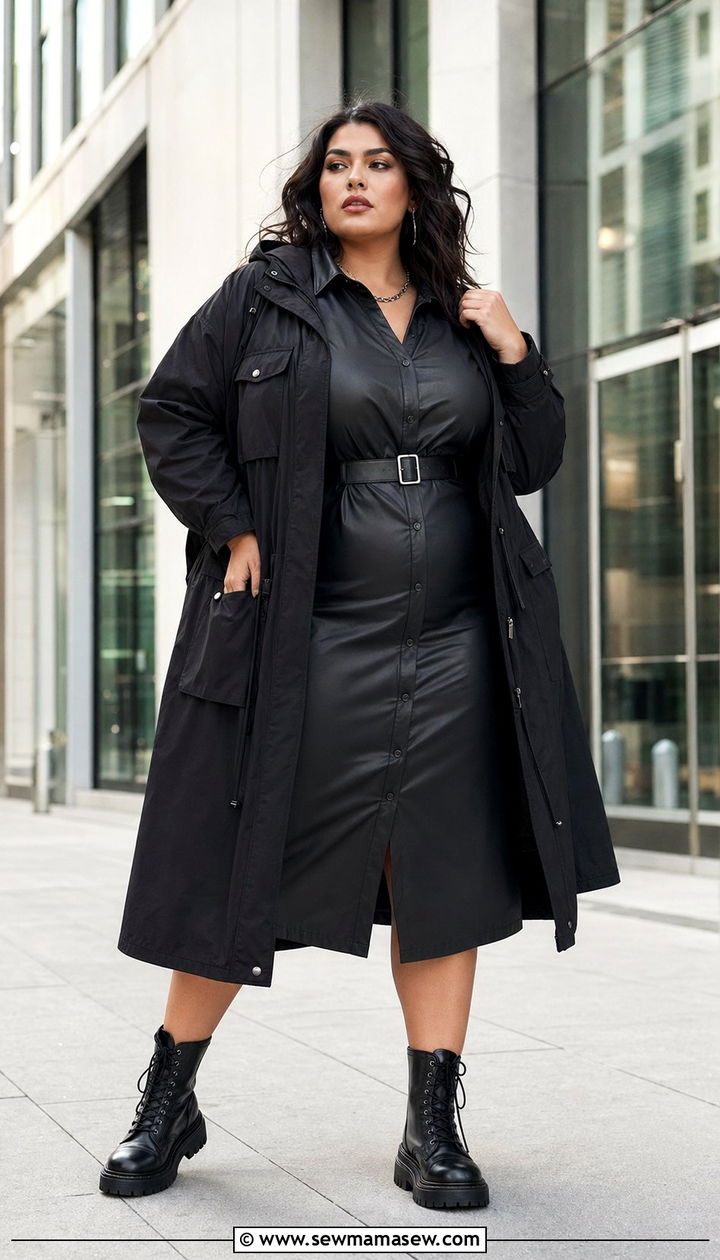 Plus Size Leather Look Midi Dress With Combat Boots - 30 Best dresses for plus size