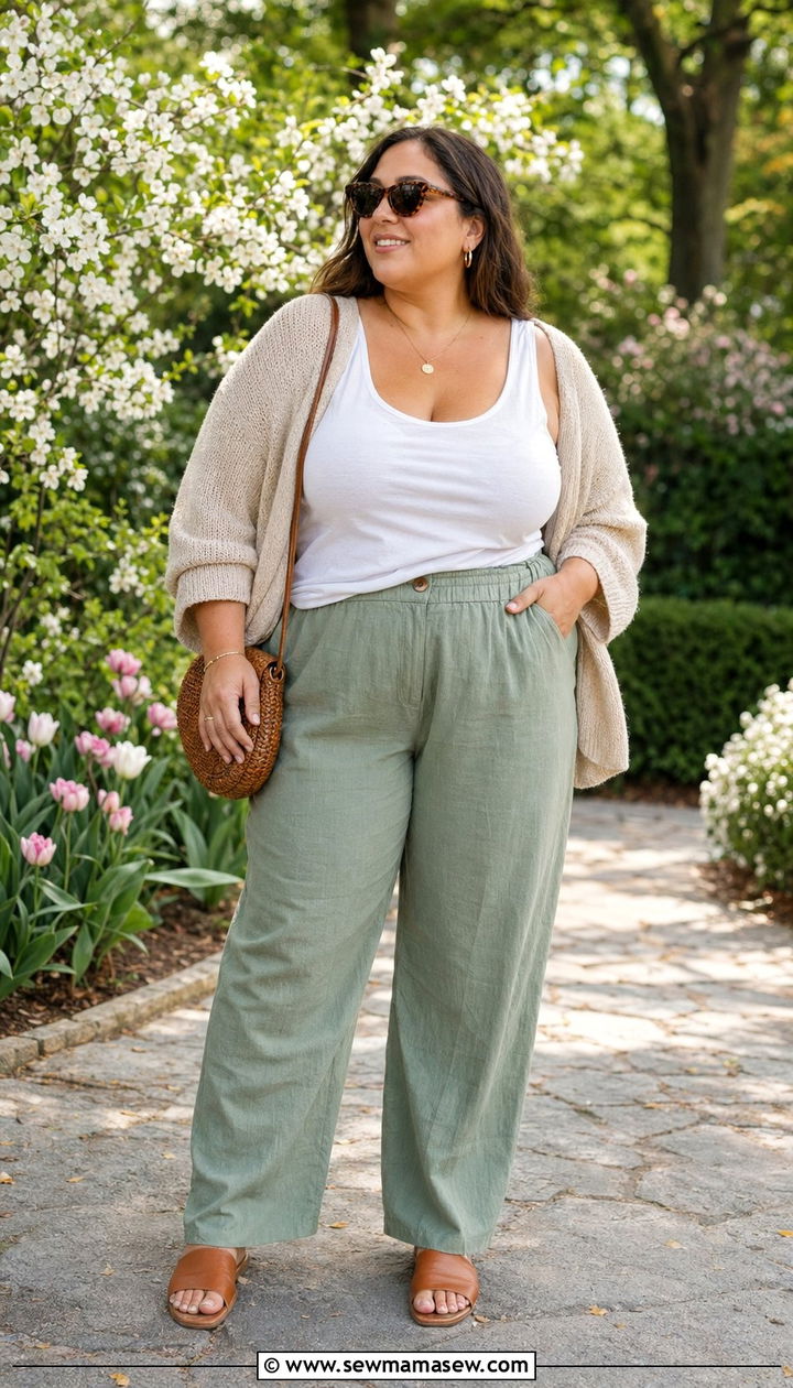 Plus Size Linen Wide Leg Pants Outfit - 30 Best pants for plus size