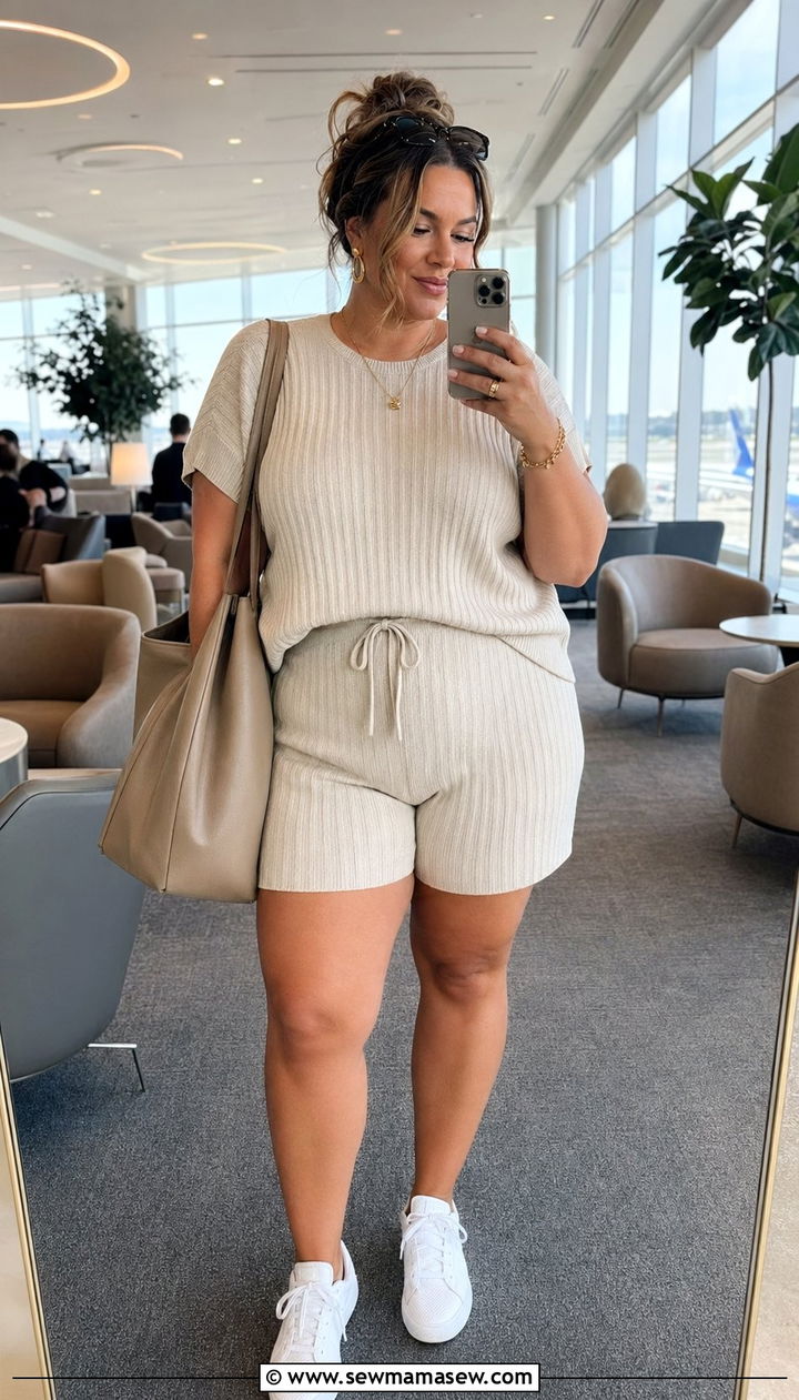Plus Size Matching Knit Shorts Set - 30 Best shorts for plus size