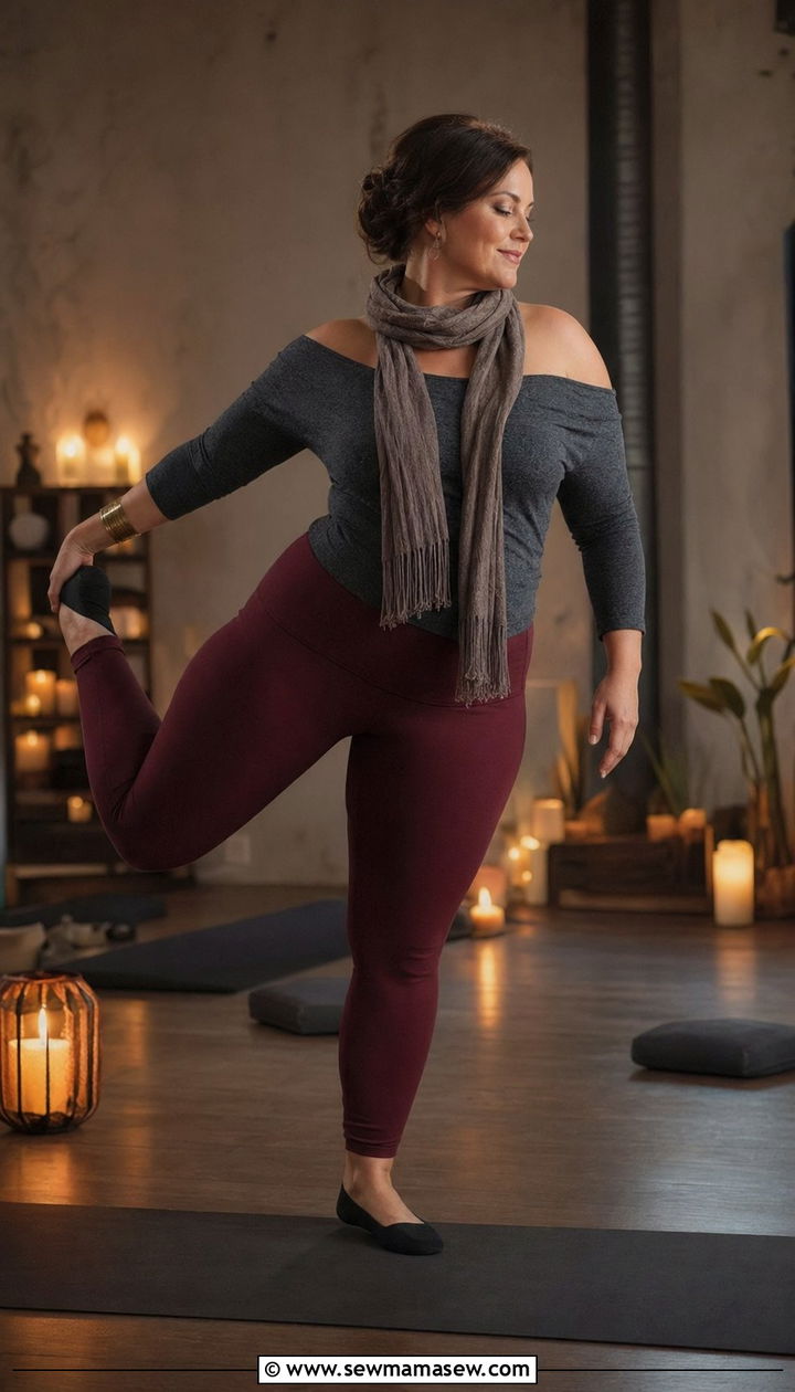 Plus Size Off Shoulder Yoga Top Outfit - 35 Plus size yoga outfit ideas
