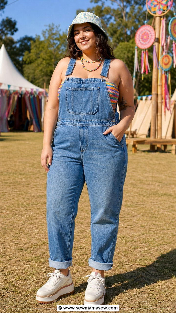 Plus Size Overalls Festival Outfit - 30 Plus size festival outfit ideas