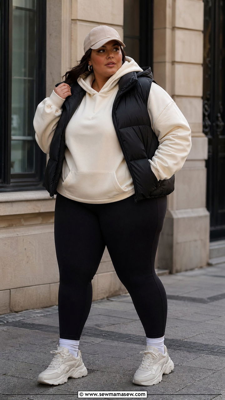Plus Size Oversized Hoodie and Leggings - 35 casual outfits for plus size women