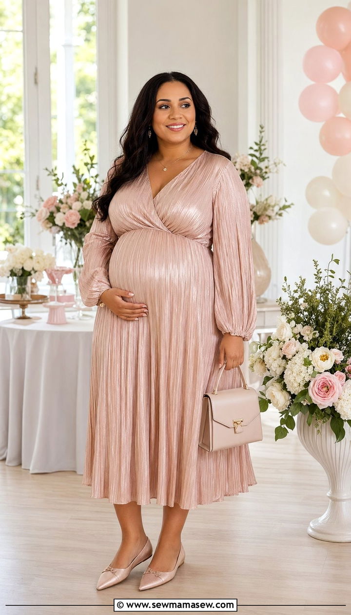 Plus Size Pleated Midi Dress With Pointed Toe Flats - 30 Best dresses for plus size
