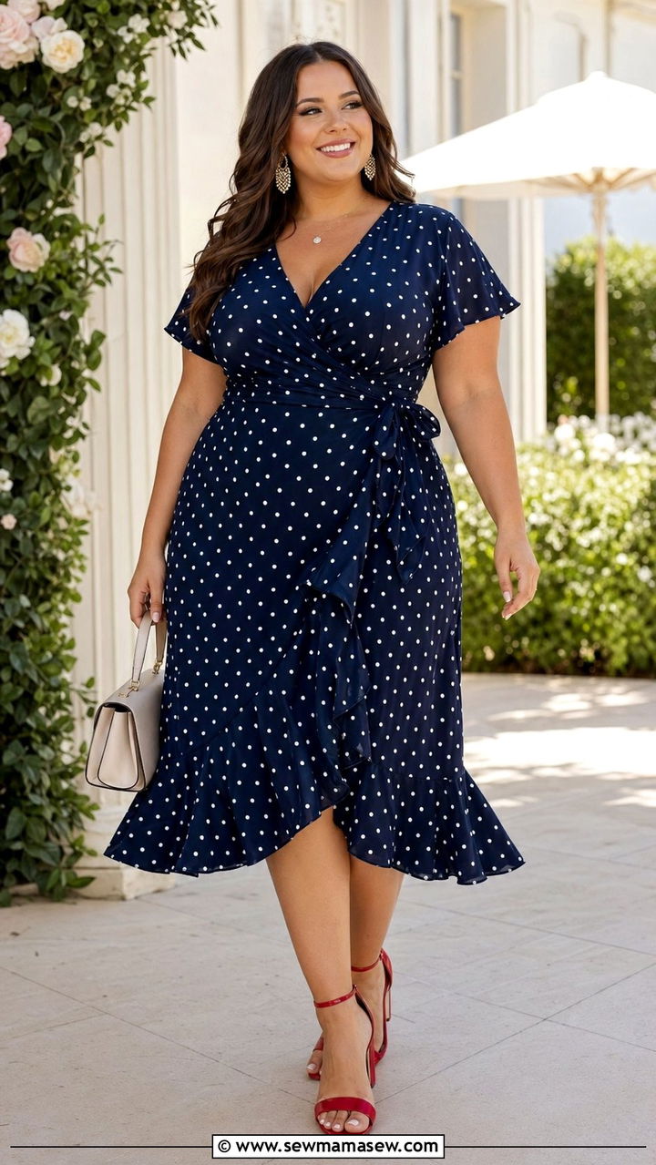 Plus Size Polka Dot Midi Dress With Red Heels - 30 Best dresses for plus size