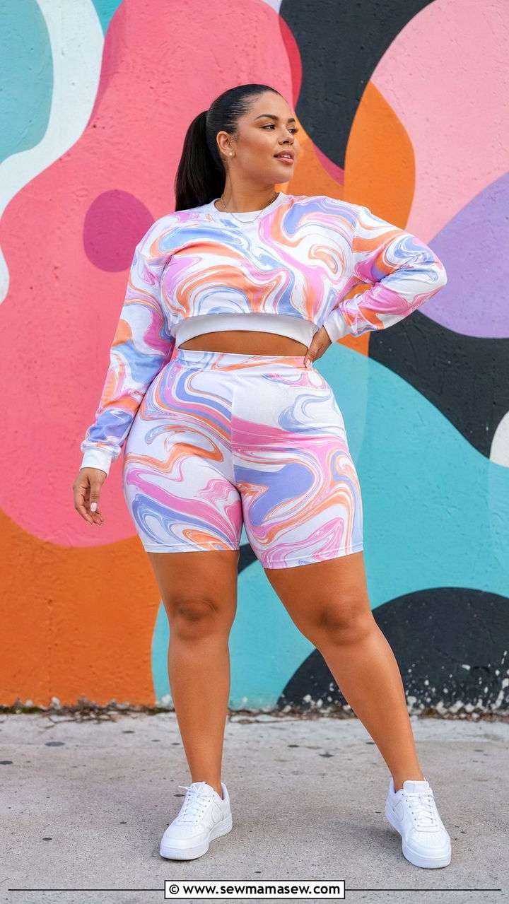 Plus Size Printed Matching Set Athleisure Outfit - 35 Plus size athleisure outfits