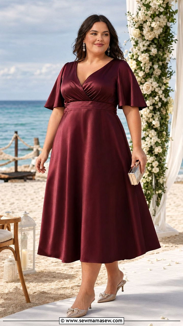 Plus Size Satin A Line Dress For Beach Wedding - 30 Beach wedding guest outfits plus size