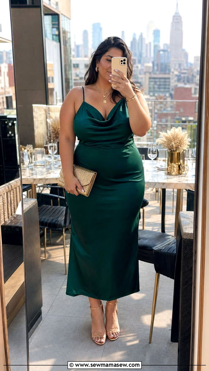 Plus Size Satin Slip Dress Birthday Brunch Outfit - 30 Birthday brunch outfit ideas plus size