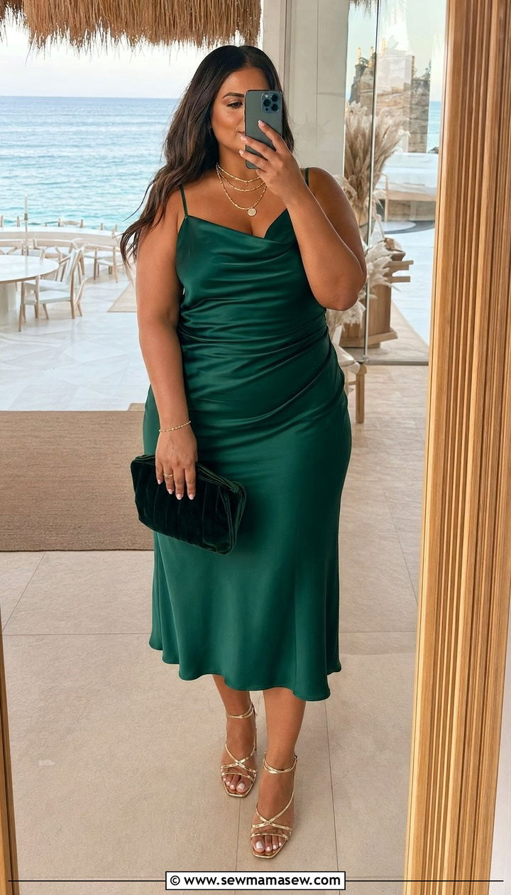 Plus Size Satin Slip Dress For Beach Wedding - 30 Beach wedding guest outfits plus size