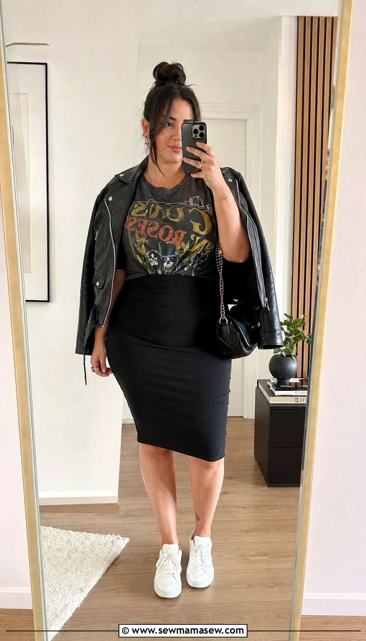 Plus Size Stretch Pencil Skirt With Graphic Tee - 30 Best skirts for plus size