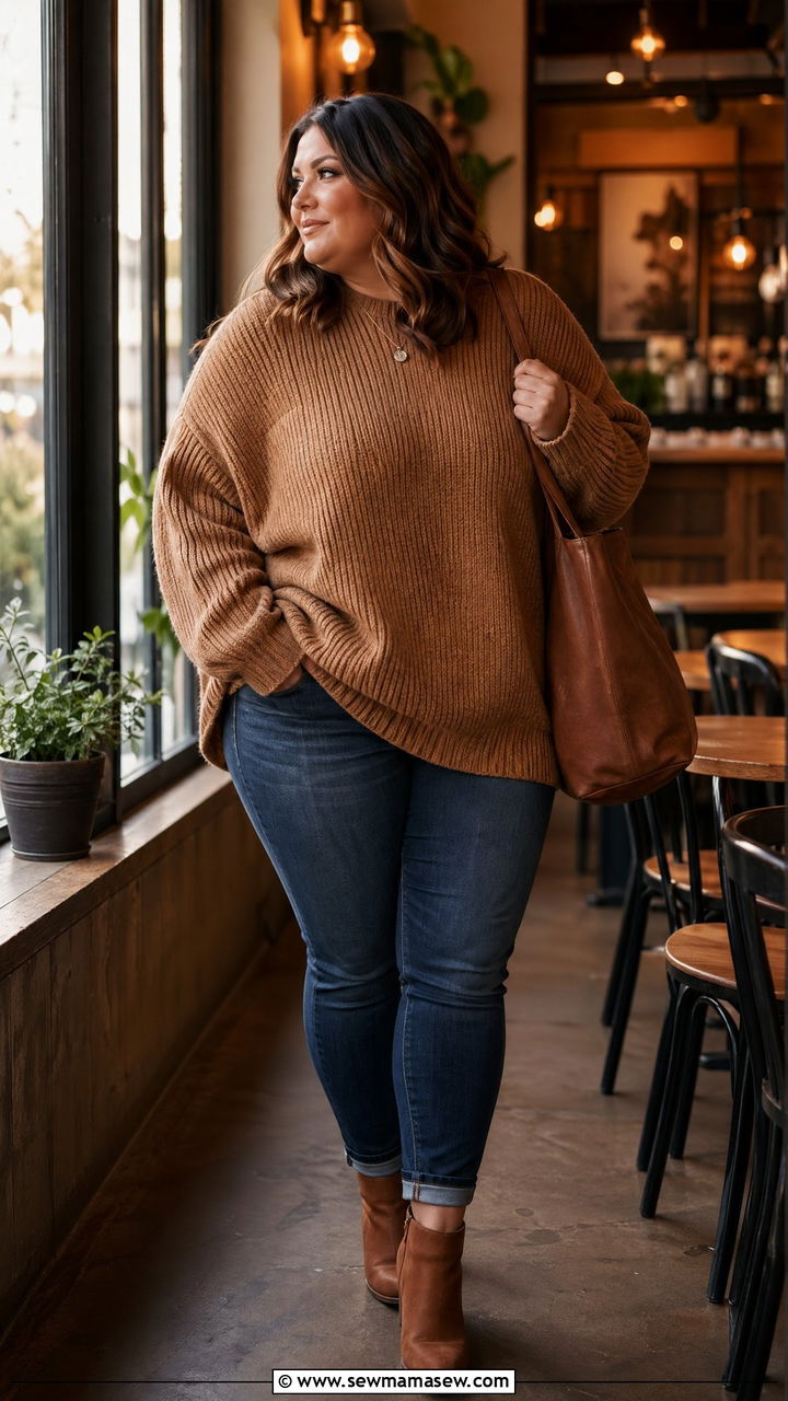 Plus Size Sweater and Jeans Outfit - 35 casual outfits for plus size women
