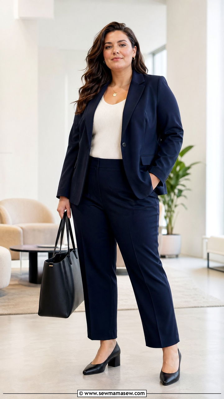 Plus Size Tailored Blazer Trousers Court Look - 35 Courtroom outfit ideas