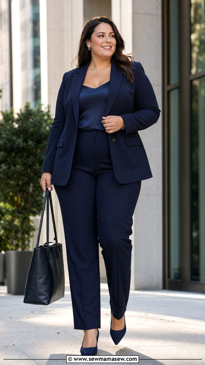Plus Size Tailored Blazer and Trousers - 35 Plus size outfit ideas size 20