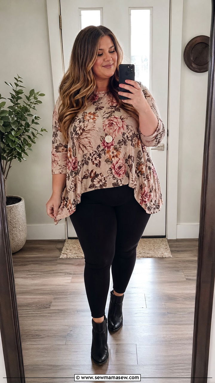 Plus Size Tunic Top and Leggings Outfit - 35 casual outfits for plus size women