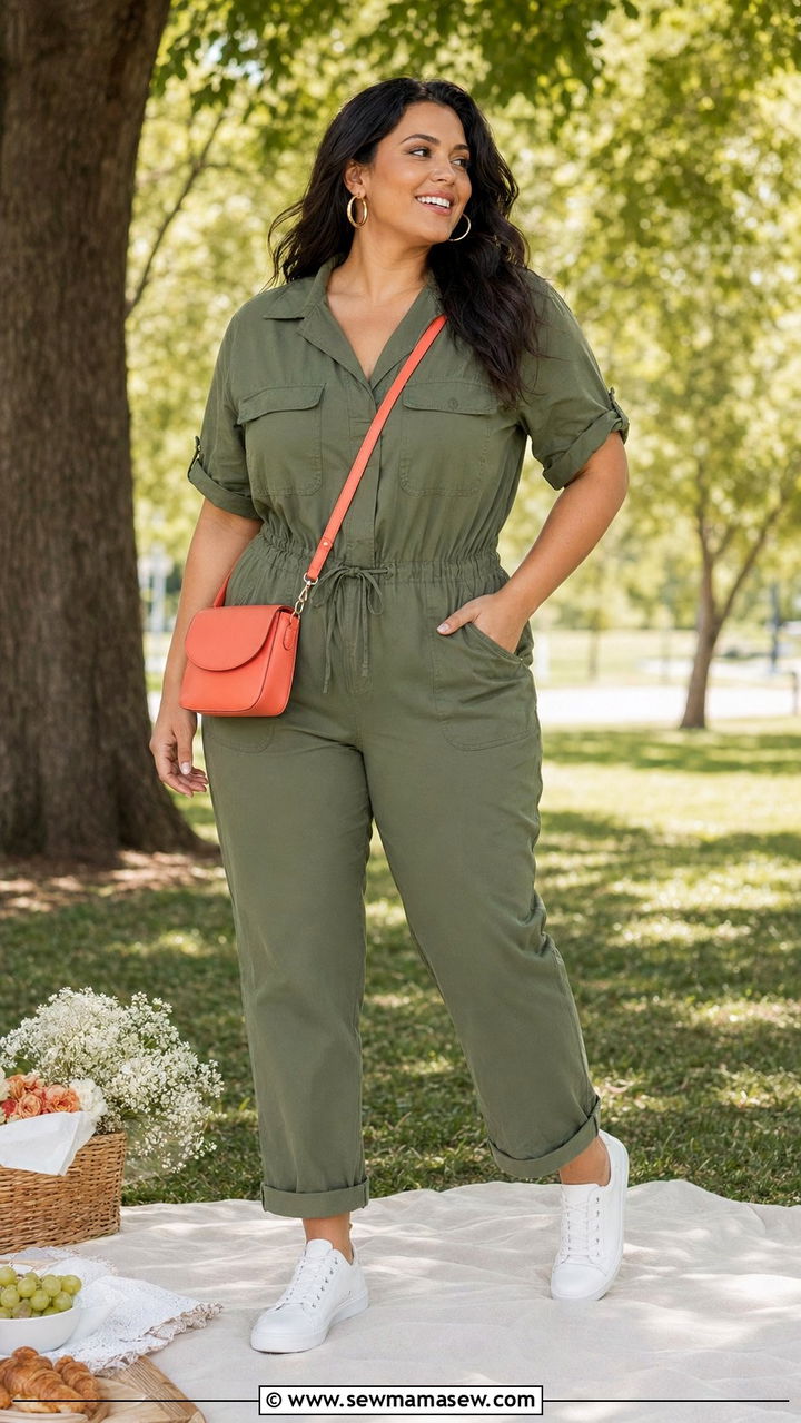 Plus Size Utility Jumpsuit Birthday Brunch Outfit - 30 Birthday brunch outfit ideas plus size