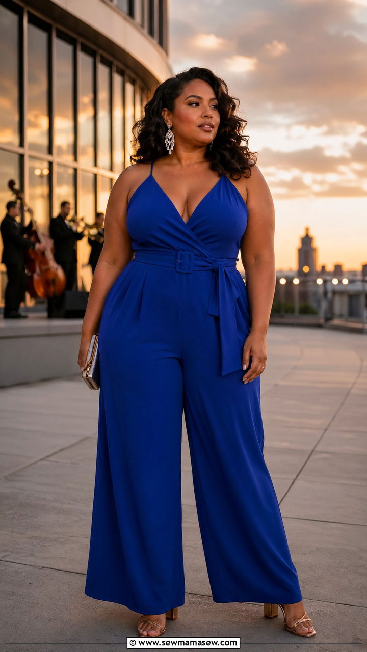 Plus Size Wide Leg Jumpsuit Strappy Heels Concert Outfit - 35 Concert outfits for plus size