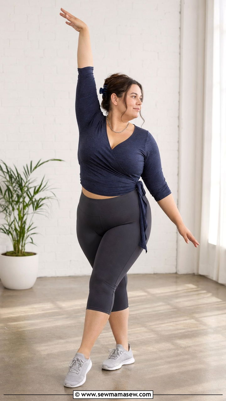 Plus Size Wrap Top Yoga Outfit - 35 Plus size yoga outfit ideas