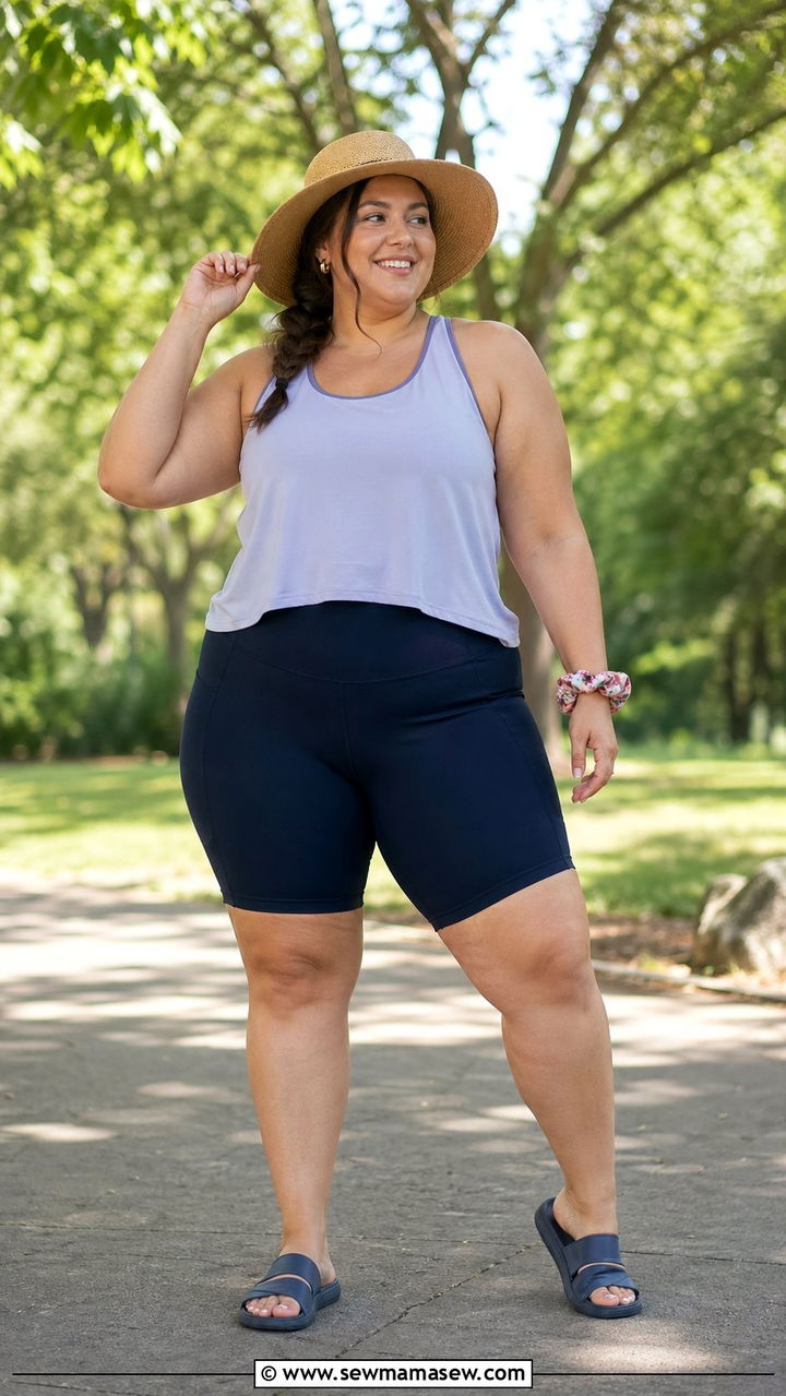 Plus Size Yoga Shorts and Tank Top Outfit - 35 Plus size yoga outfit ideas
