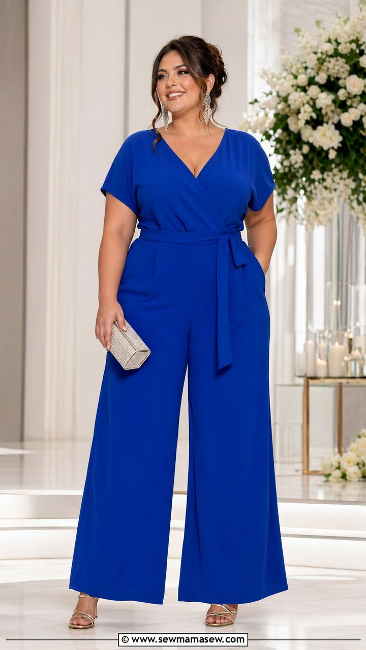 Plus size wide leg jumpsuit wedding guest outfit - 35 plus size wedding guest outfit ideas