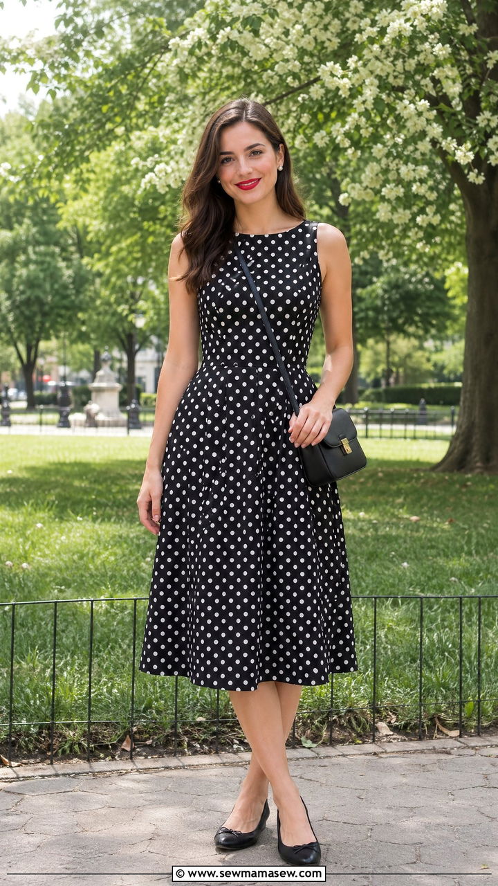 Polka Dot Dress With Ballet Flats For Graduation - 35 spring graduation outfit ideas