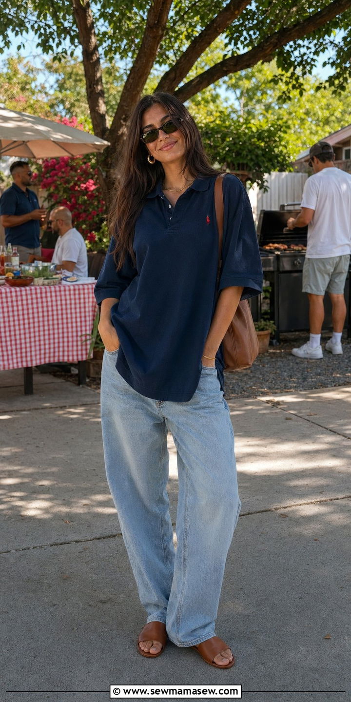 Polo Shirt And Baggy Jeans BBQ Outfit - 30 BBQ party outfit ideas