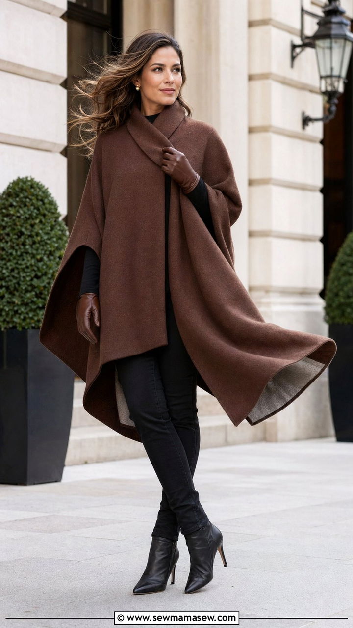 Poncho Coat With Slim Fit Jeans - 30 windy day outfits Pinterest