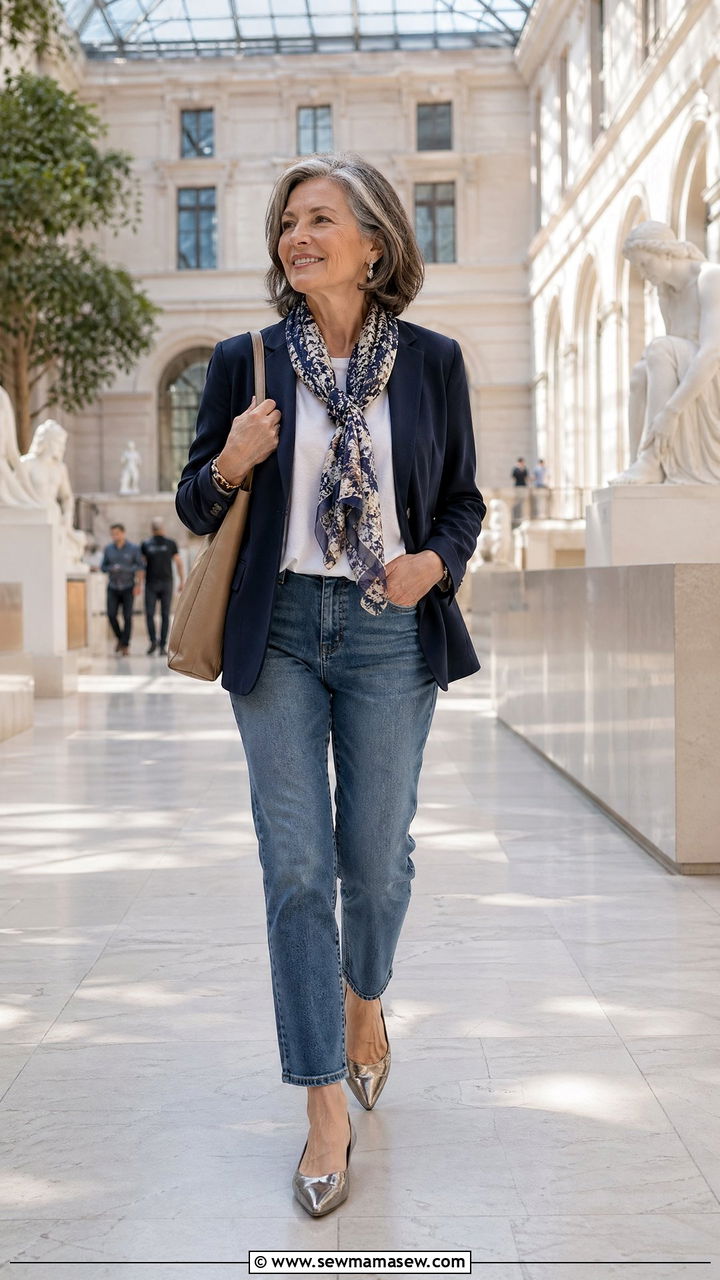 Ponte Blazer With Jeans For Smart Casual Travel - 35 Travel outfits for women over 50