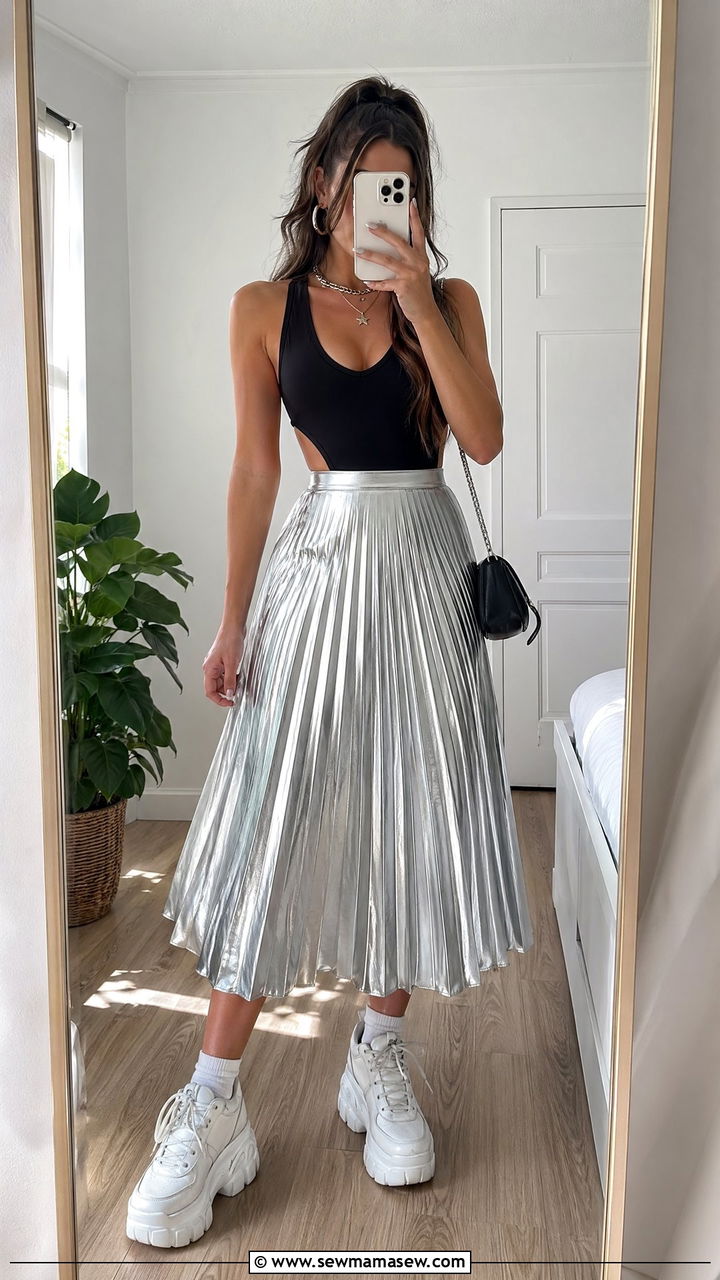 Pop Concert Outfit With Metallic Skirt - 35 Concert outfits for women