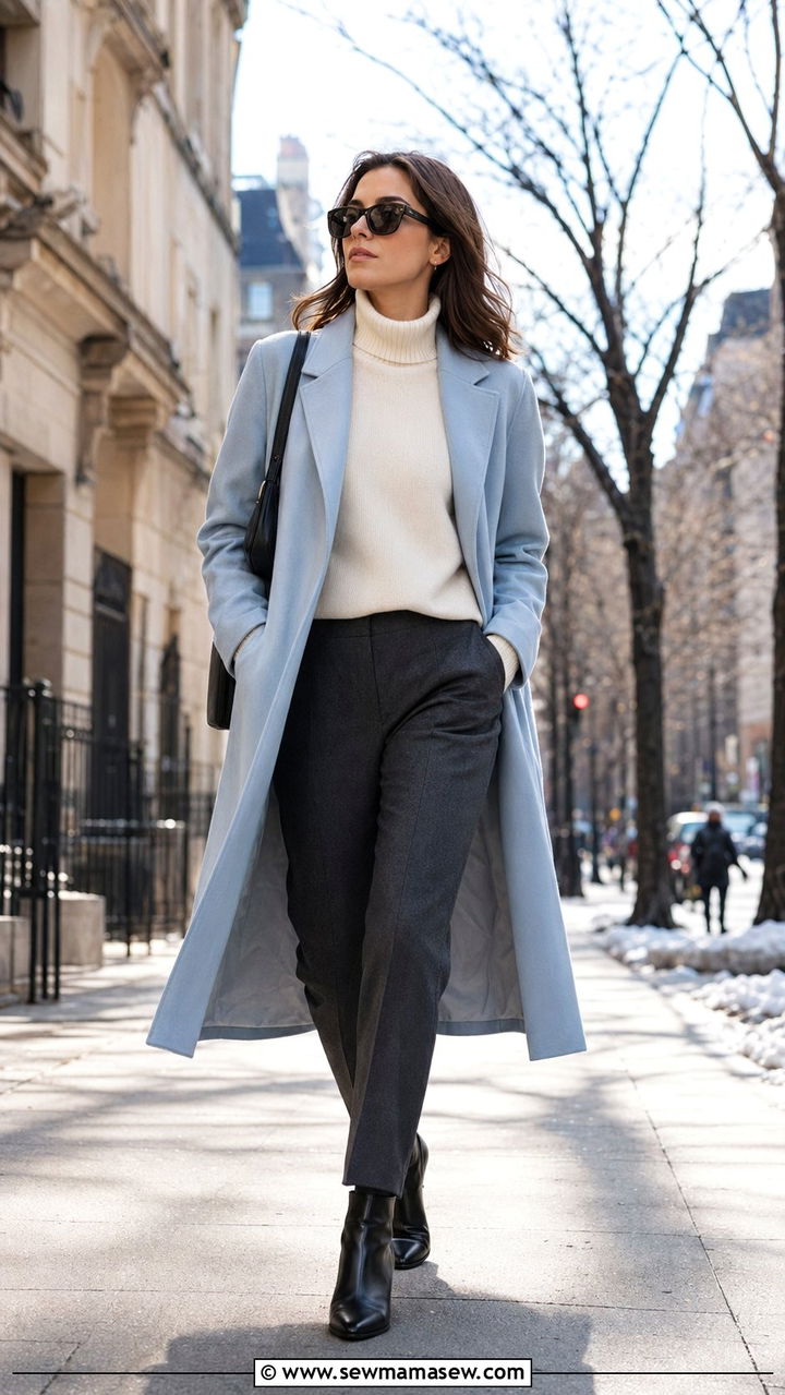 Powder Blue Coat Outfit Winter - 35 Powder blue outfit ideas