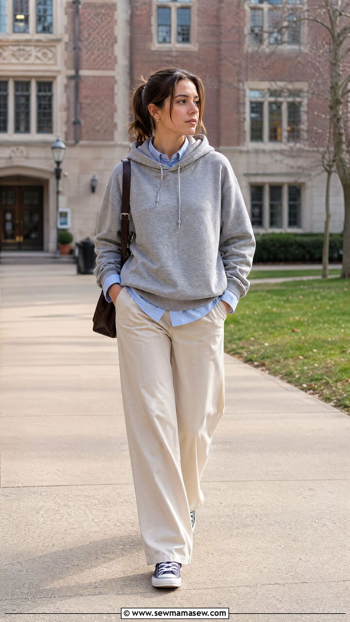 Preppy Remix With Button Up Under Hoodie - 35 streetwear outfits