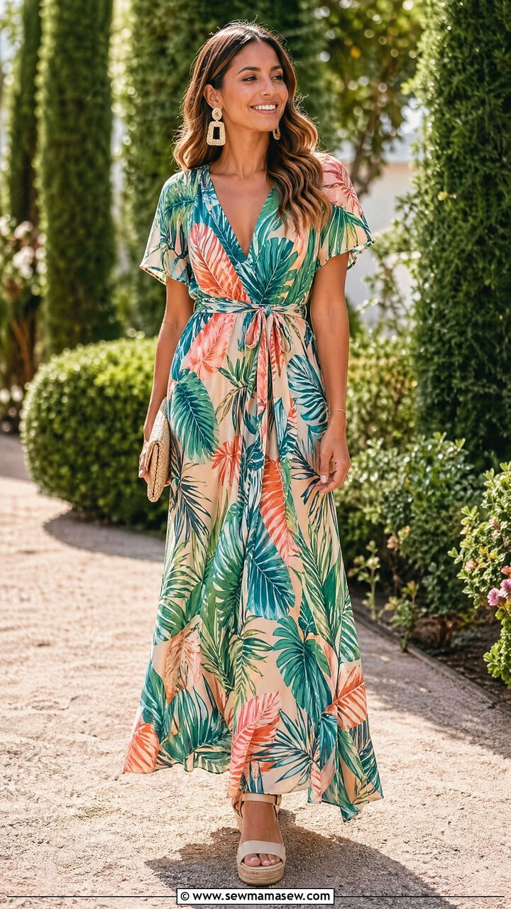 Printed Maxi Dress Outfit - 35 Cute wedding guest outfits