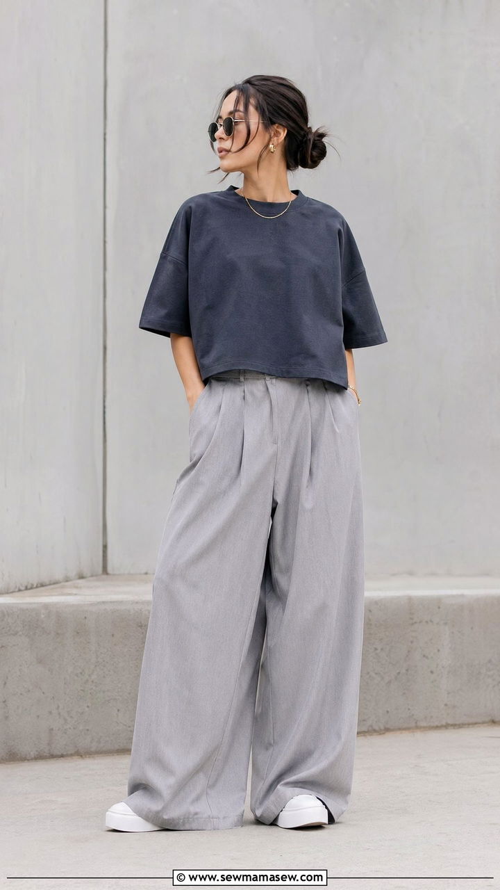 Proportion Play With Boxy Top And Wide Leg Pants - 35 streetwear outfits