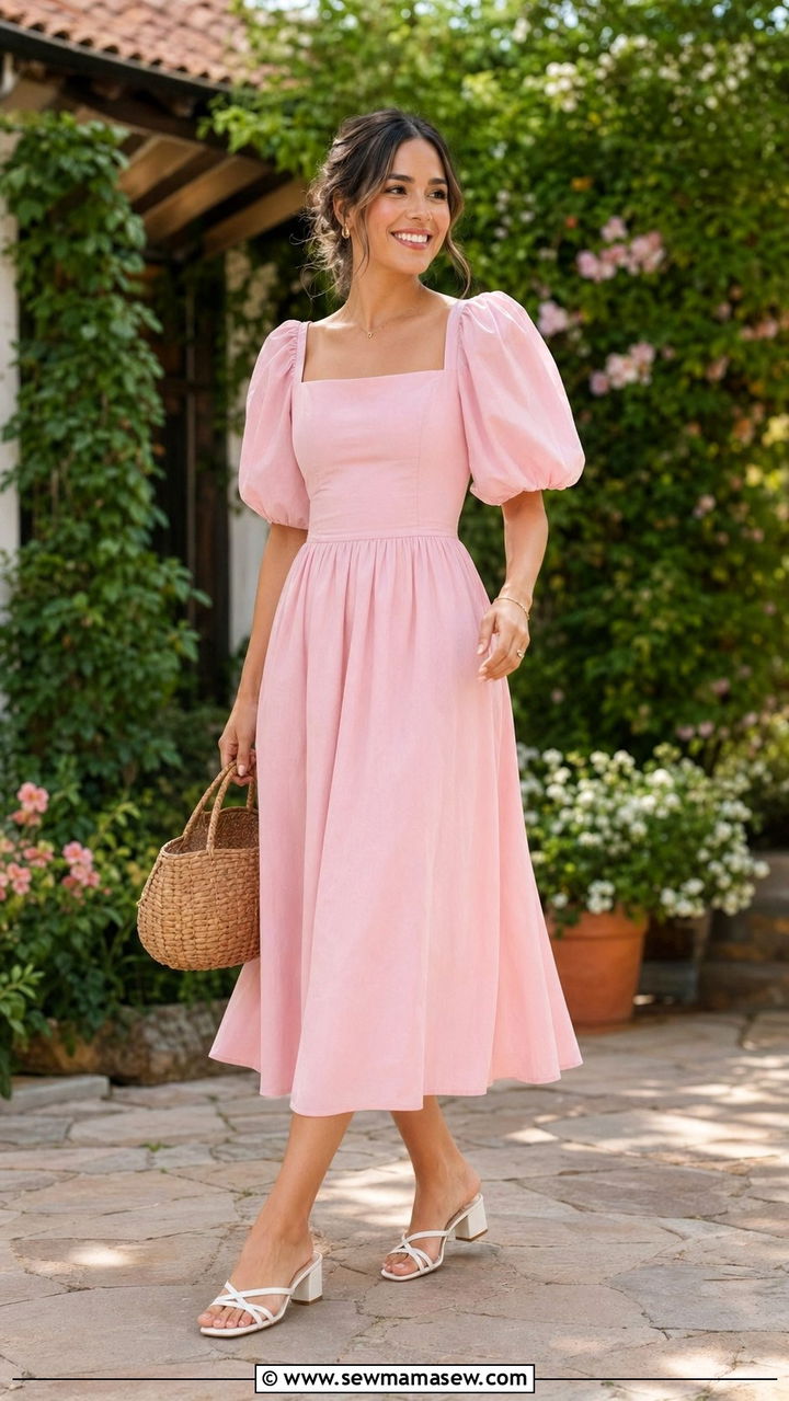Puff Sleeve Dress Wedding Guest Outfit - 35 Modest wedding guest outfits
