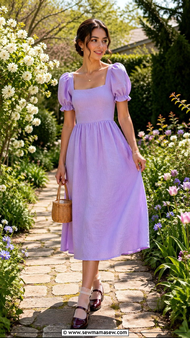 Puff Sleeve Dress With Mary Janes - 30 Soft life outfit ideas