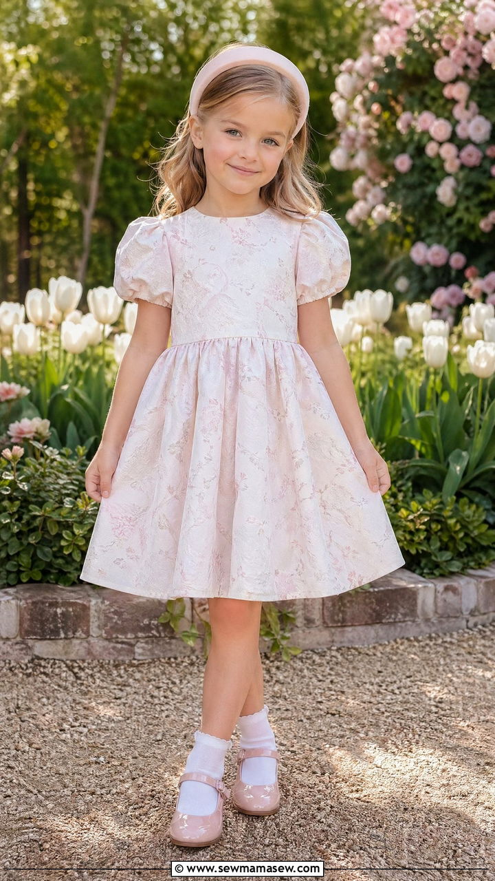 Puff sleeve dress with headband - 35 Spring outfits for little girls