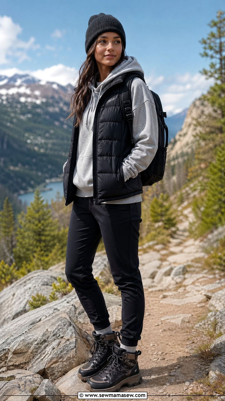Puffer Vest with Hoodie Outfit - 35 casual outfit ideas for women