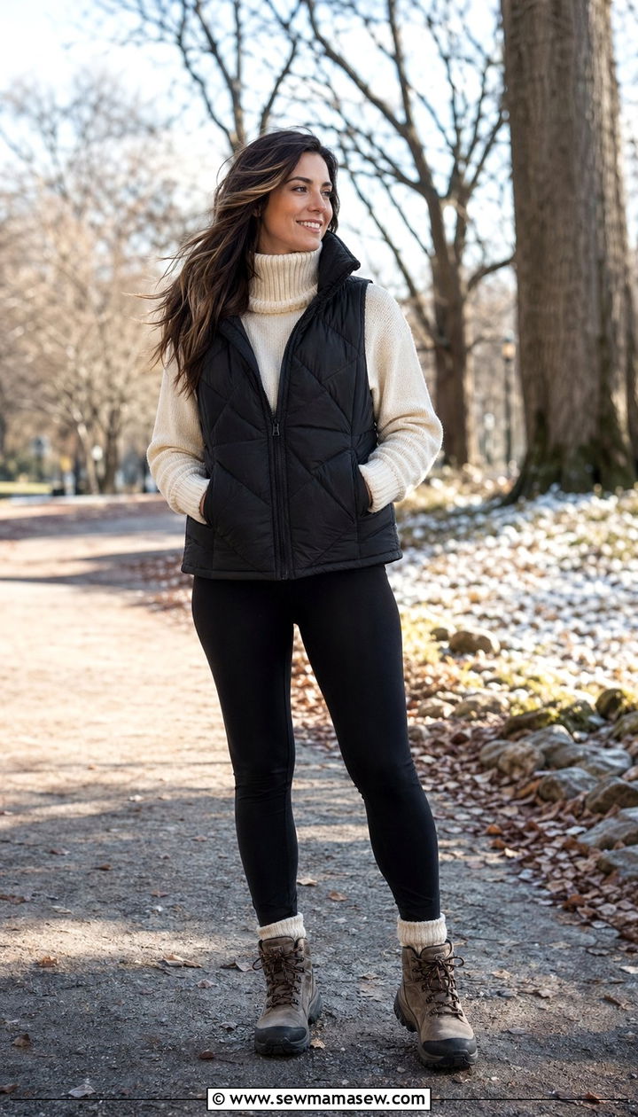 Puffer vest outfit for a windy day - 30 windy day outfits casual