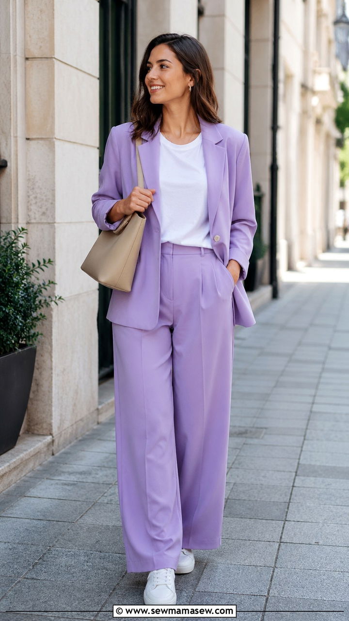 Purple blazer and trousers outfit - 40 All purple outfit ideas