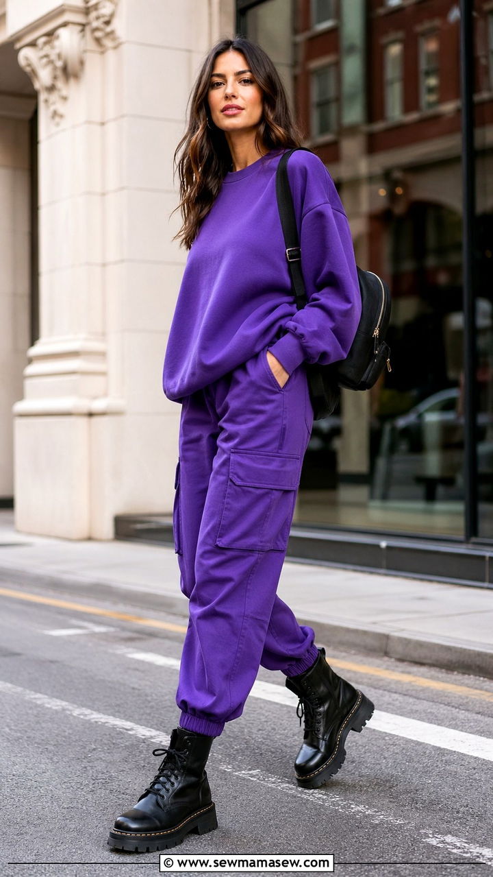 Purple cargo pants outfit - 40 All purple outfit ideas