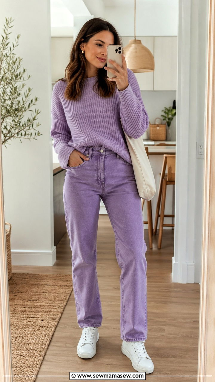 Purple jeans outfit - 40 All purple outfit ideas