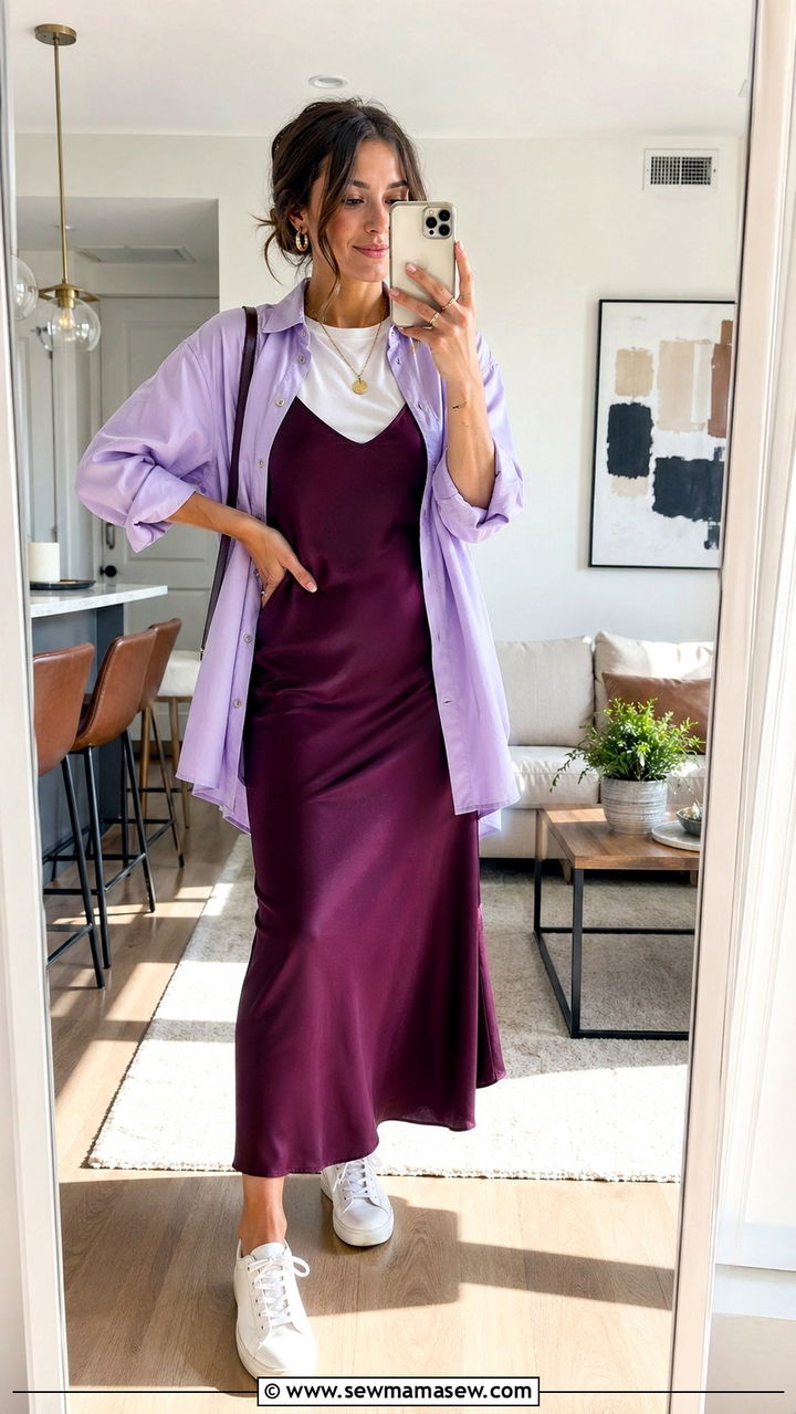 Purple slip dress outfit - 40 All purple outfit ideas