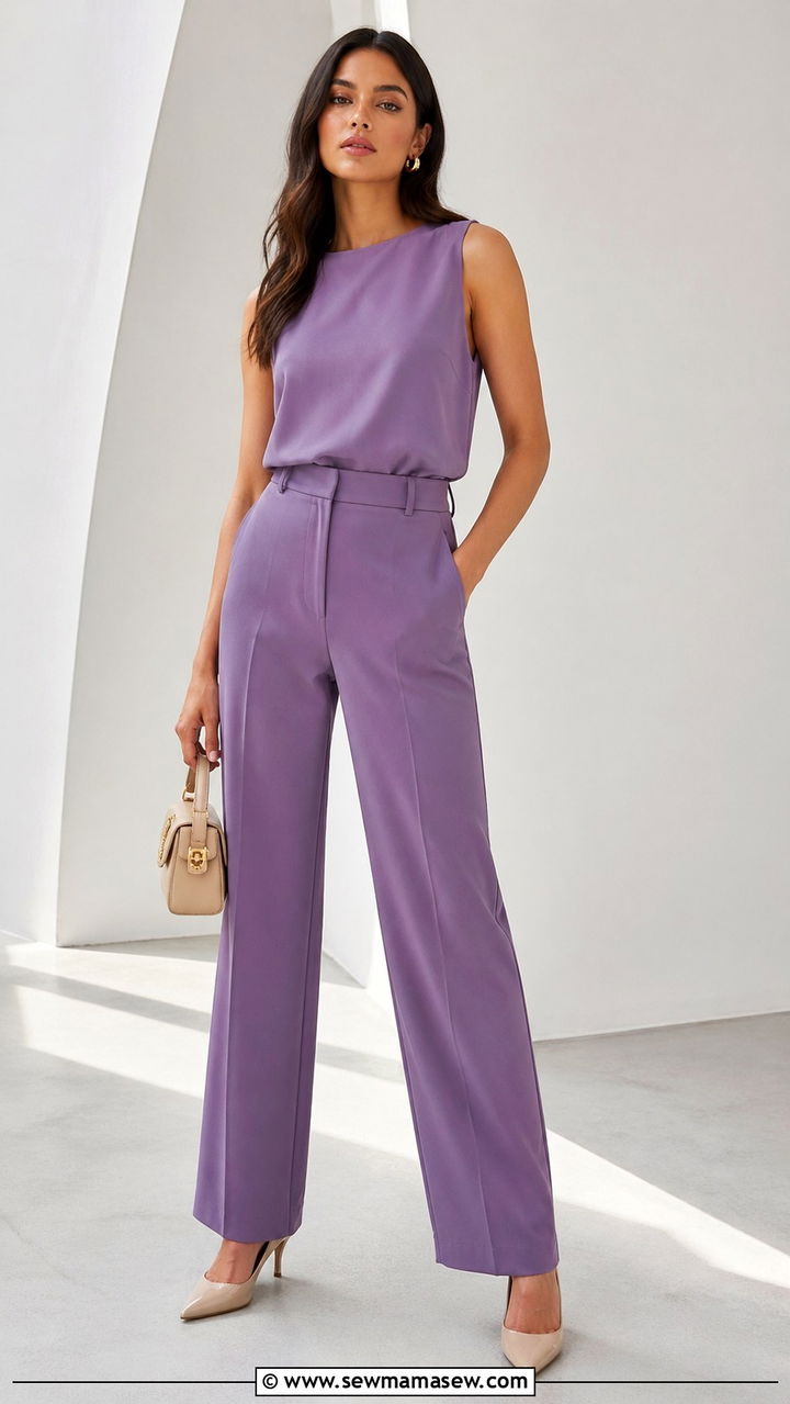 Purple trousers outfit - 40 All purple outfit ideas
