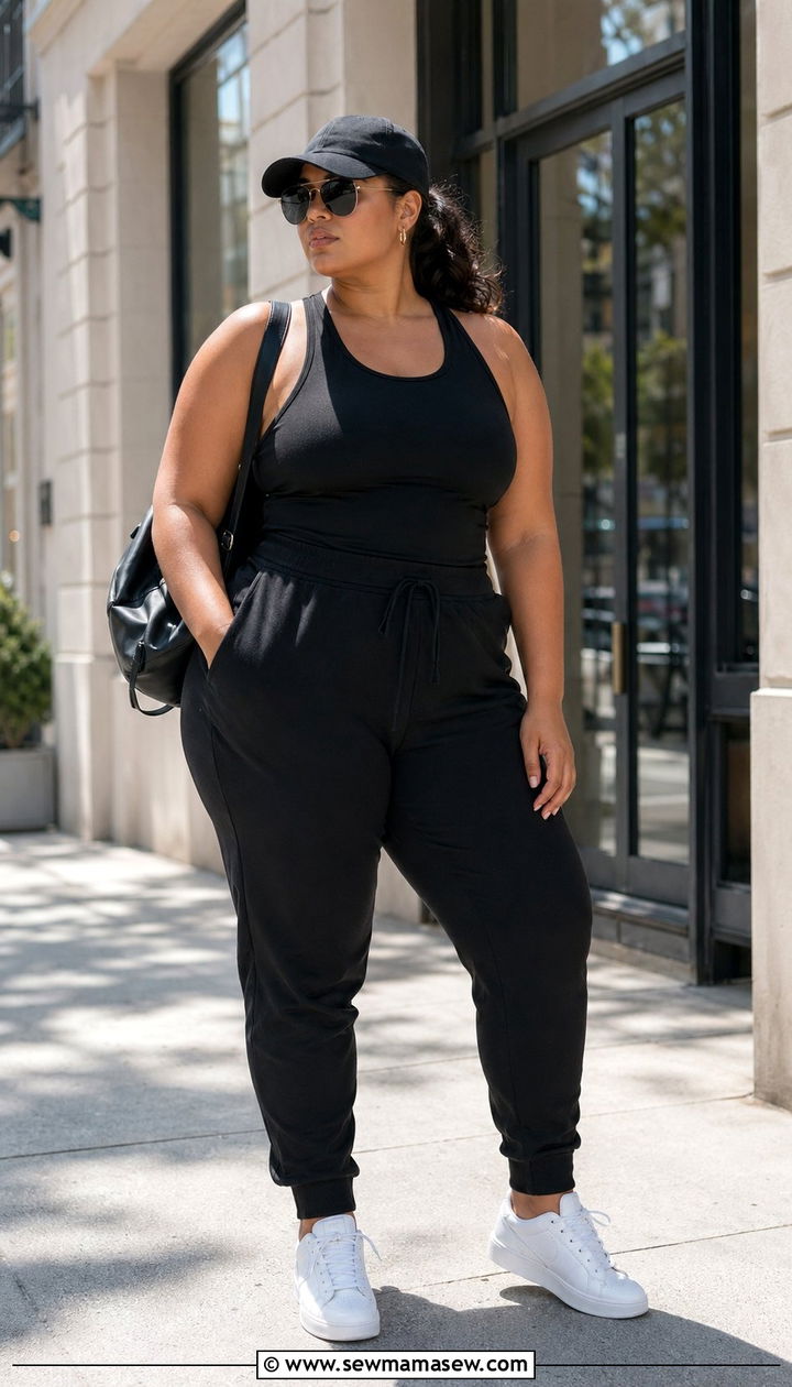 Racerback Tank With High Waist Joggers for Plus Size - 30 Best tops for curvy women