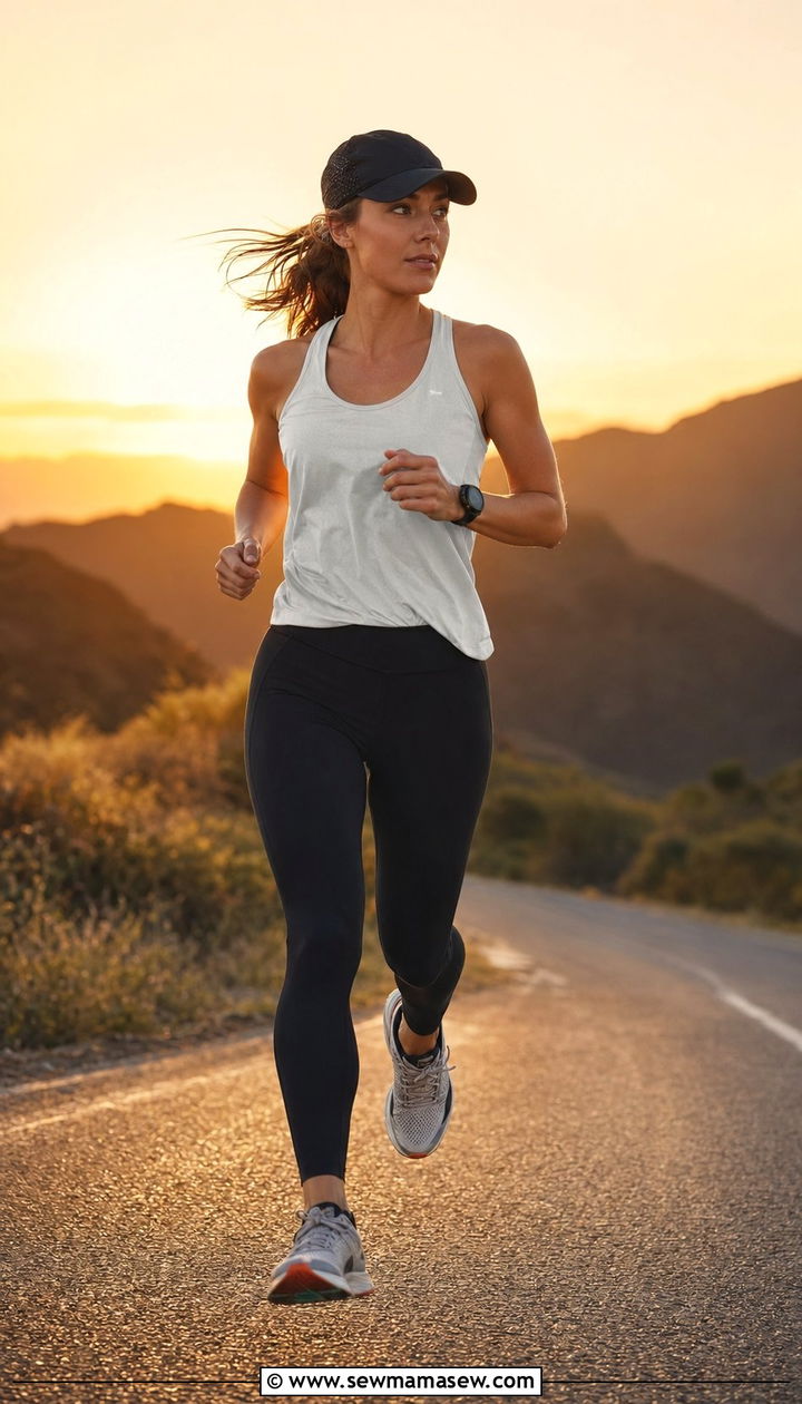 Racerback tank and full length leggings running outfit - 35 Running outfit ideas for women