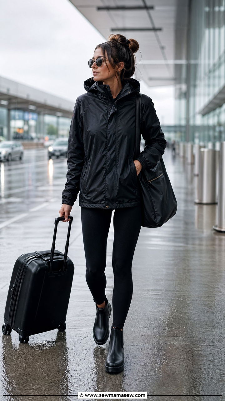 Rain Jacket With Leggings And Waterproof Boots - 40 airport outfits