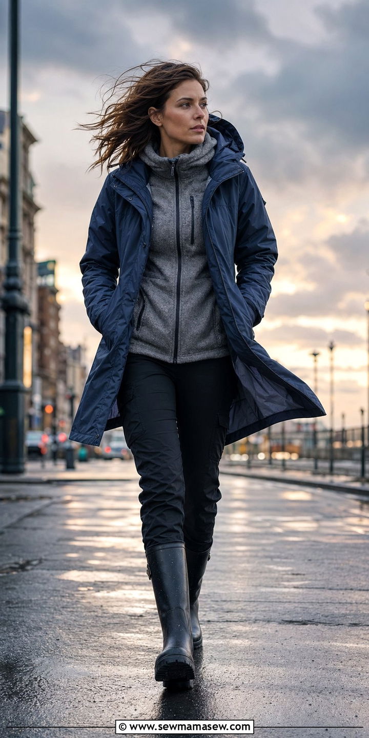 Rain jacket outfit for a windy day - 30 windy day outfits casual
