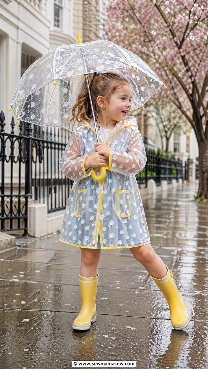 Raincoat and rain boots spring outfit - 35 Spring outfits for little girls