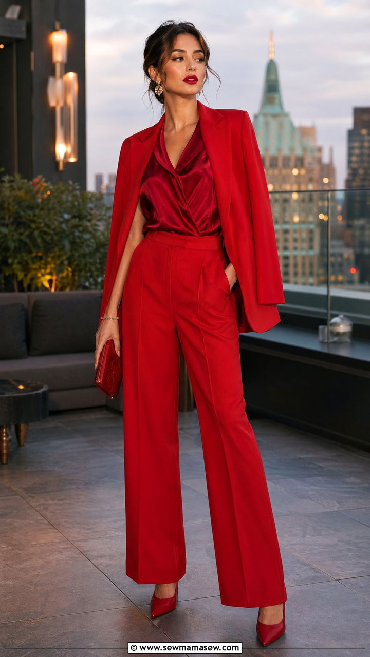 Red And Scarlet Bold Tonal Outfit - 35 Tonal outfit ideas