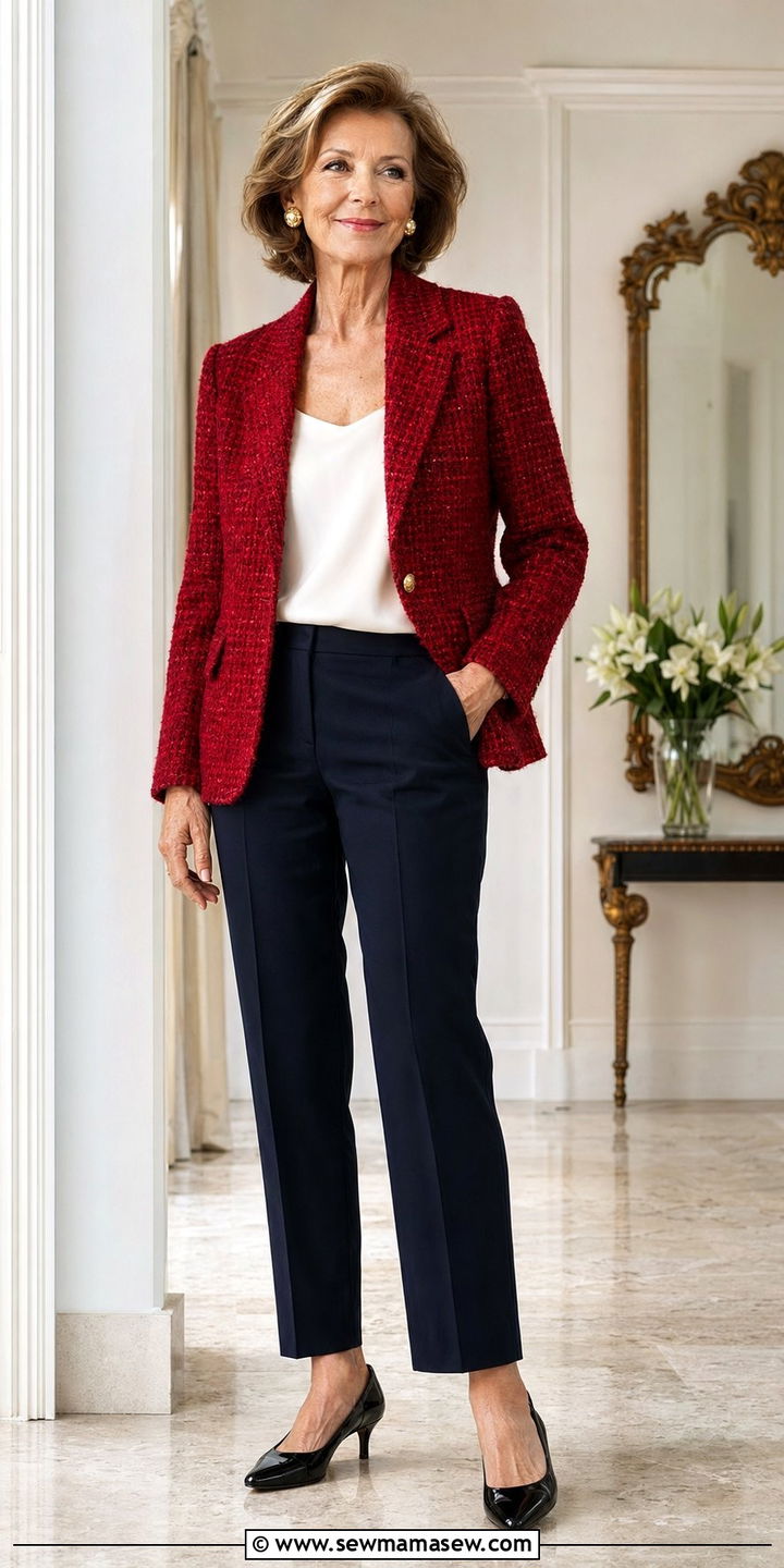 Red Tweed Blazer for Women Over 60 - 30 Best jackets for women over 60